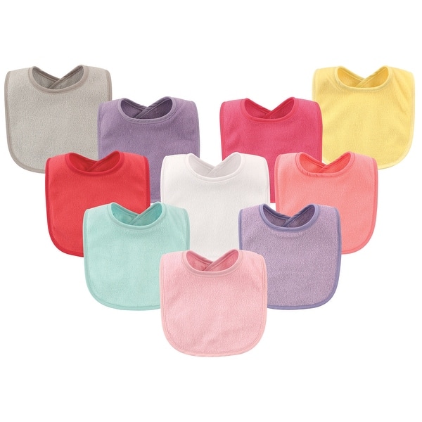 slide 1 of 1, Hudson Baby Infant Girl Drooler Bib with Waterproof Lining 10pk, Pink, One Size - Pink - One Size One Size - Pink