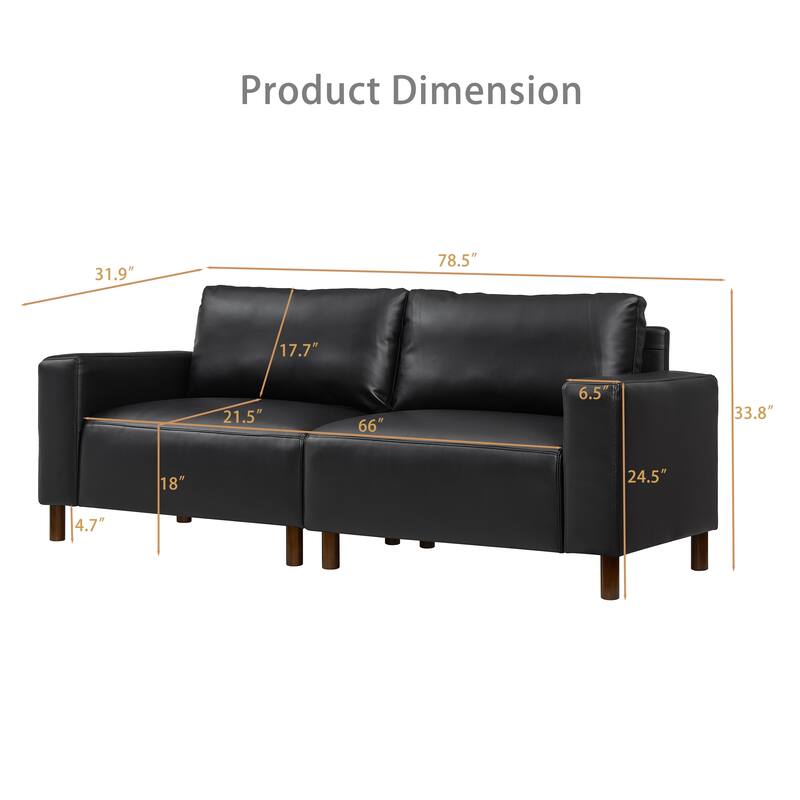 78.5" Loveseat Sofa with Breathable Faux Leather Upholstery for Living Room & Apartment