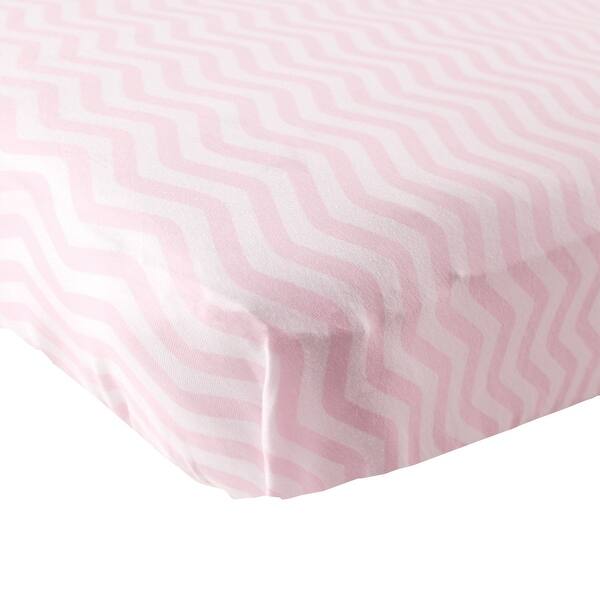 slide 1 of 1, Luvable Friends Baby Girl Fitted Crib Sheet, Pink Chevron, One Size - Pink Chevron - One Size One Size - Pink Chevron