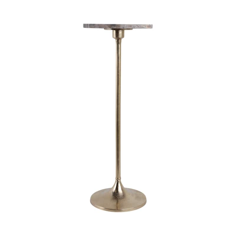 Metal Base Marble Top Modern Glam Accent Table Round Silhouette