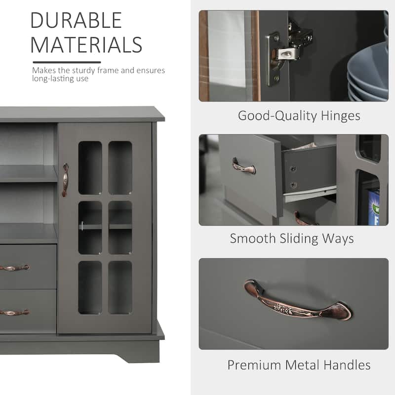 HOMCOM Modern Sideboard Storage Console Cabinet with Glass Door and Drawer for Kitchen, Living & Dining Room