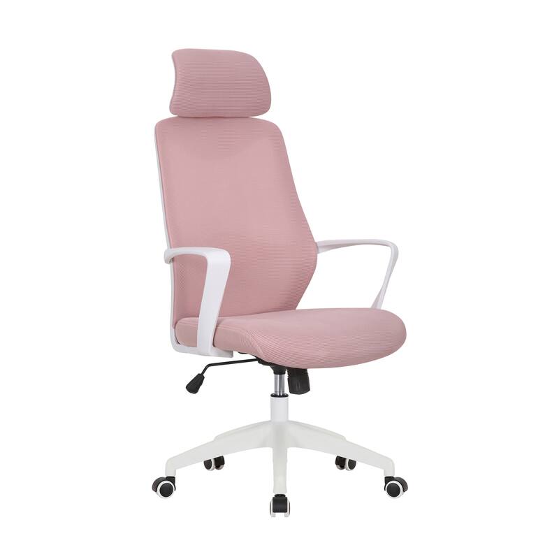 Porthos Home Cory Swivel Office Chair, Tall Mesh Back, Height Adjustable Seat - Pink