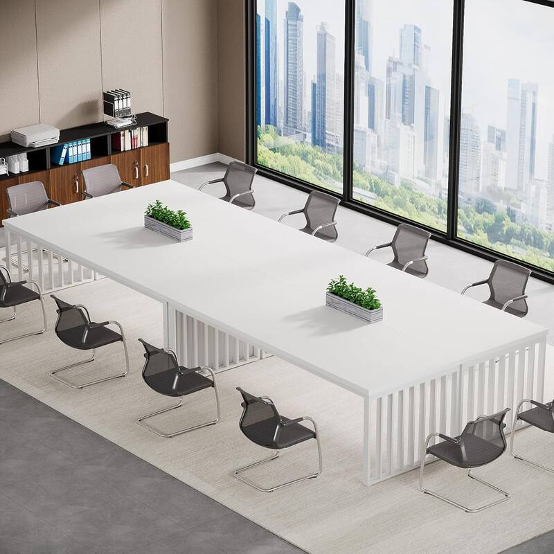6.56 ft Industrial Conference Table, Rectangular Meeting Table for Seminar, Business & Negotiation