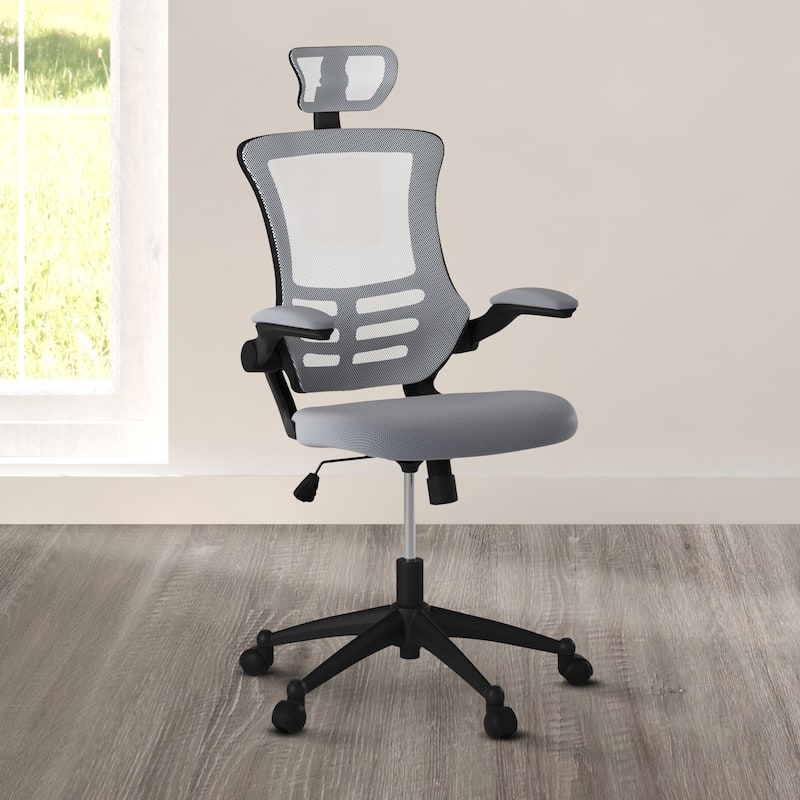 Modern HighBack Mesh Executive Office Chair with Headrest and FlipUp