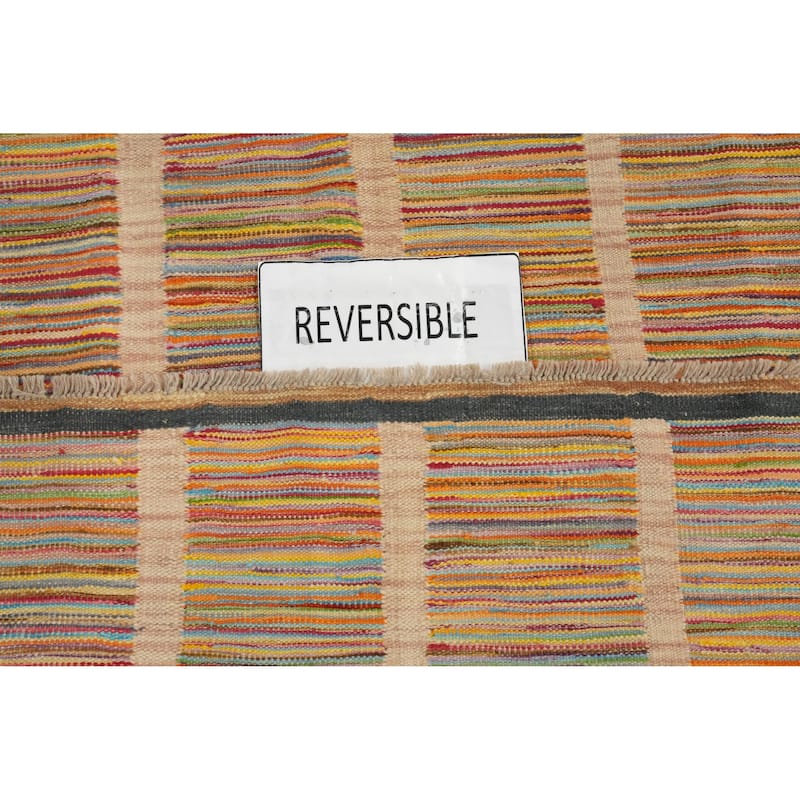 Hand Woven Oriental 100% Wool Carpet Southwestern Geometric Multi-Colored Kilim Area Rug - 6' 3'' X 4' 8''