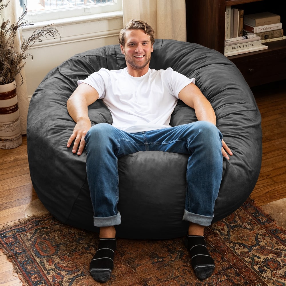 Jaxx Basics 5 Foot Large Adult Bean Bag Chair, Oversized with Filler