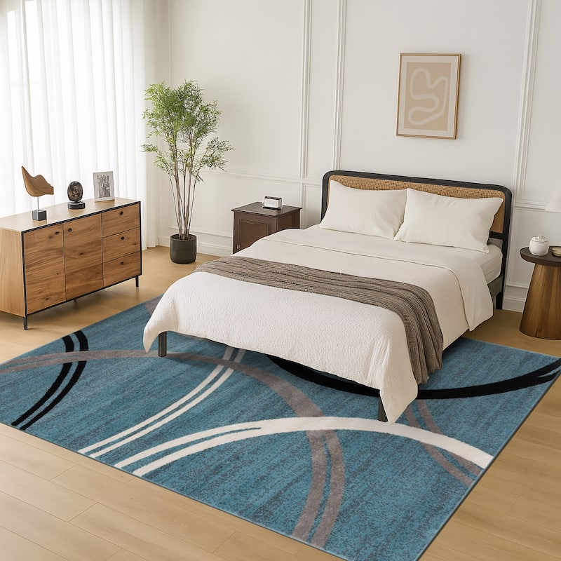 World Rug Gallery Contemporary Abstract Circles Design Area Rug