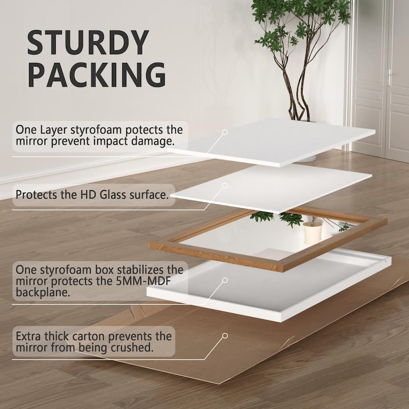 Modern Wall Mirrors, Rectangular Mirror with Wood Framed, Bathroom Mirror Barn Mirror Barn Door Mirror with Multi Size