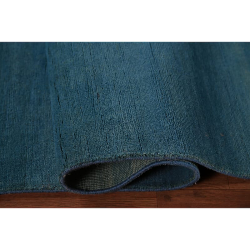 Blue Gabbeh Modern Area Rug Handmade Oriental Blue Wool Carpet - 5'6" x 7'10"