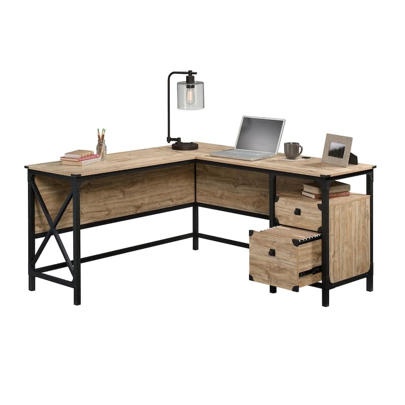 Wood L-Shaped Desk with Large Surface, Brown