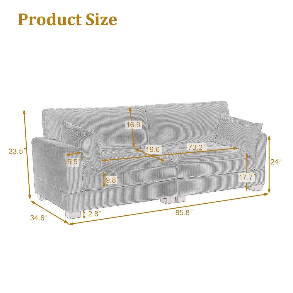 flyout slide 2 of 68, Modern Corduroy Modular Sofa Living Room Couch
