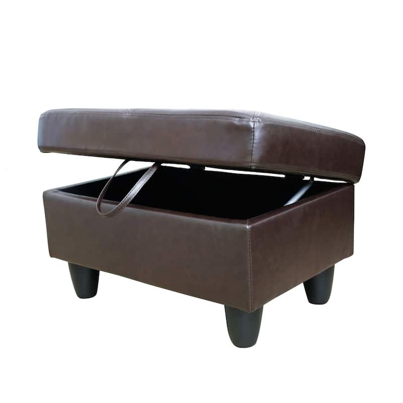Leather Square Storage Ottoman for Living Room