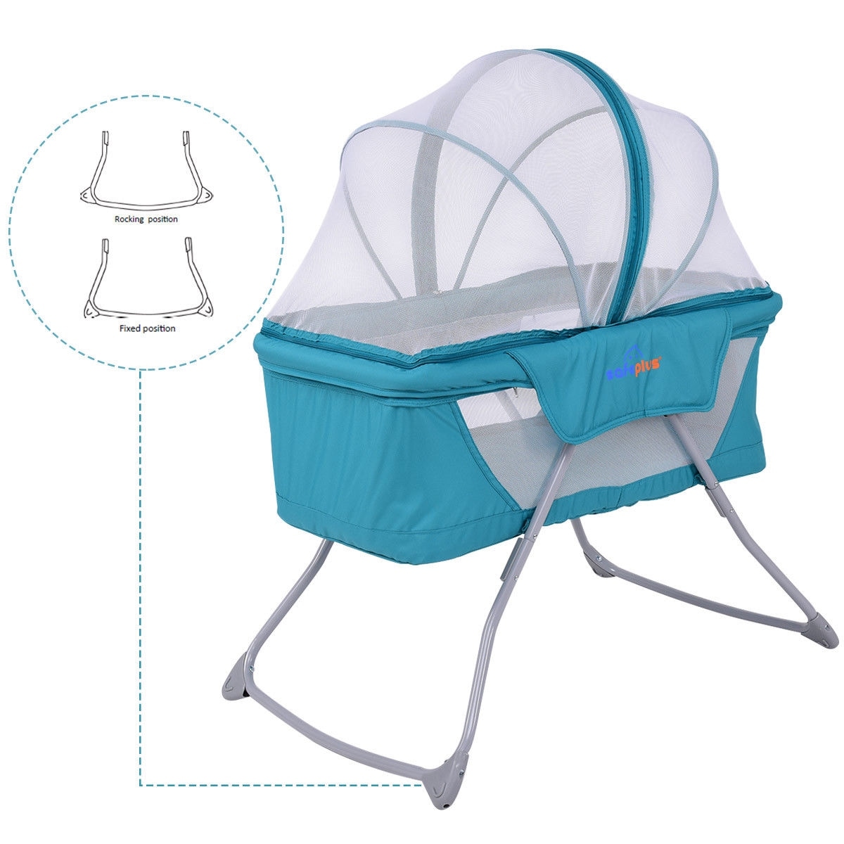 Costway Lightweight Foldable Baby Bassinet Rocking Bed Mosquito Net Carrying Bag Travel