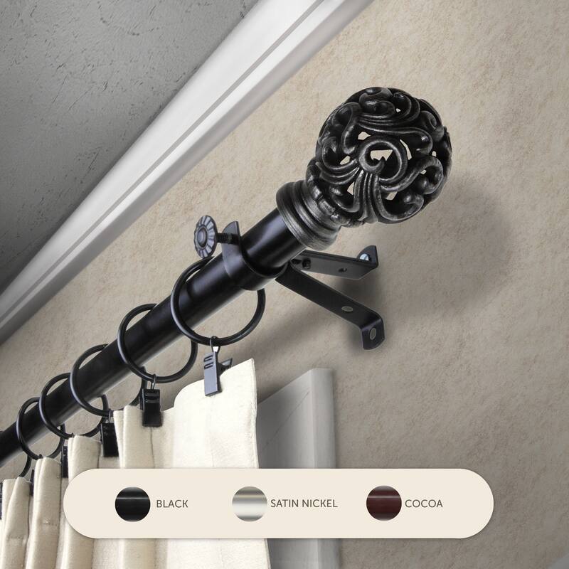 InStyleDesign Stella Adjustable Curtain Rod - 28 to 48 inches - Black