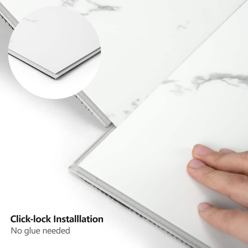 Art3d 12pcs 24"x12" Click-lock Marble Design Flooring Cover 24 Sq.Ft.