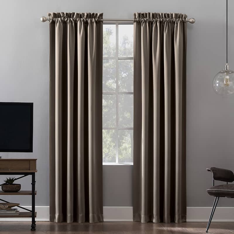 Sun Zero Oslo Theater Grade Extreme Total Blackout Rod Pocket 1-Piece Curtain Panel, Single Panel - 52" x 95" - Taupe
