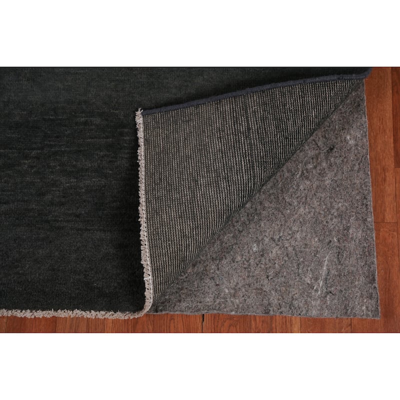 Hand Knotted Oriental 100% Wool Carpet Modern Solid Greys & Charcoal Gabbeh Area Rug - 9' 0'' X 6' 1''