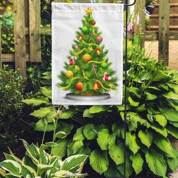Shop Green Xmas Of Decorated Christmas Tree Red Light Fir Year Garden Flag Decorative Flag House Banner 12x18 Inch On Sale Overstock 31378243