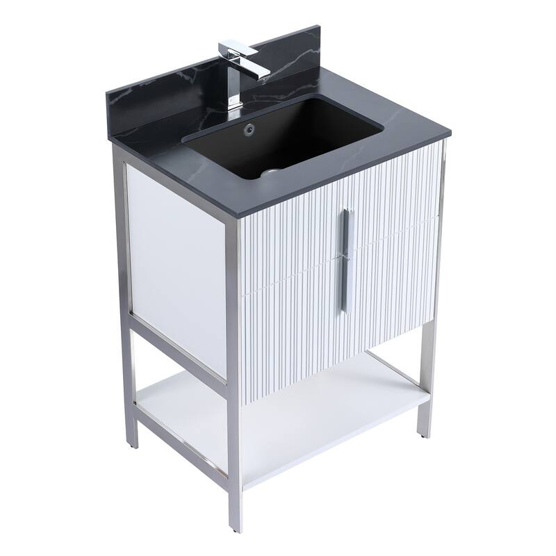 Fine Fixtures Serenity Modern Bathroom Vanity with Black Sintered Stone Top