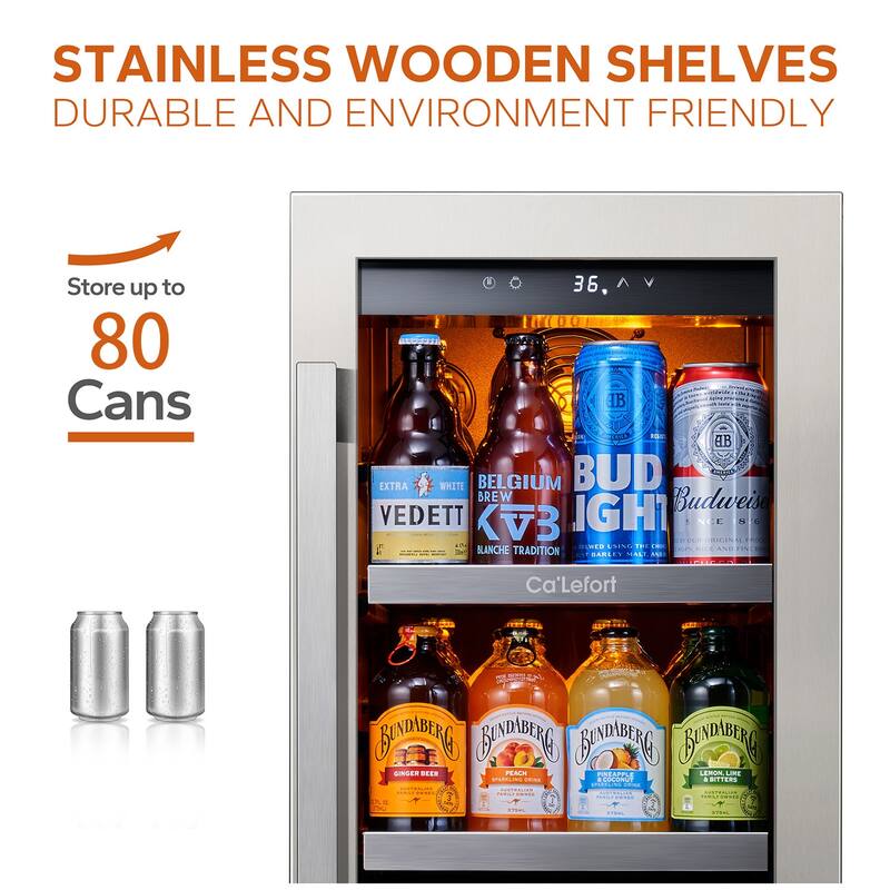 15 Inch 80 Can Built-in/ Freestanding Beverage Cooler