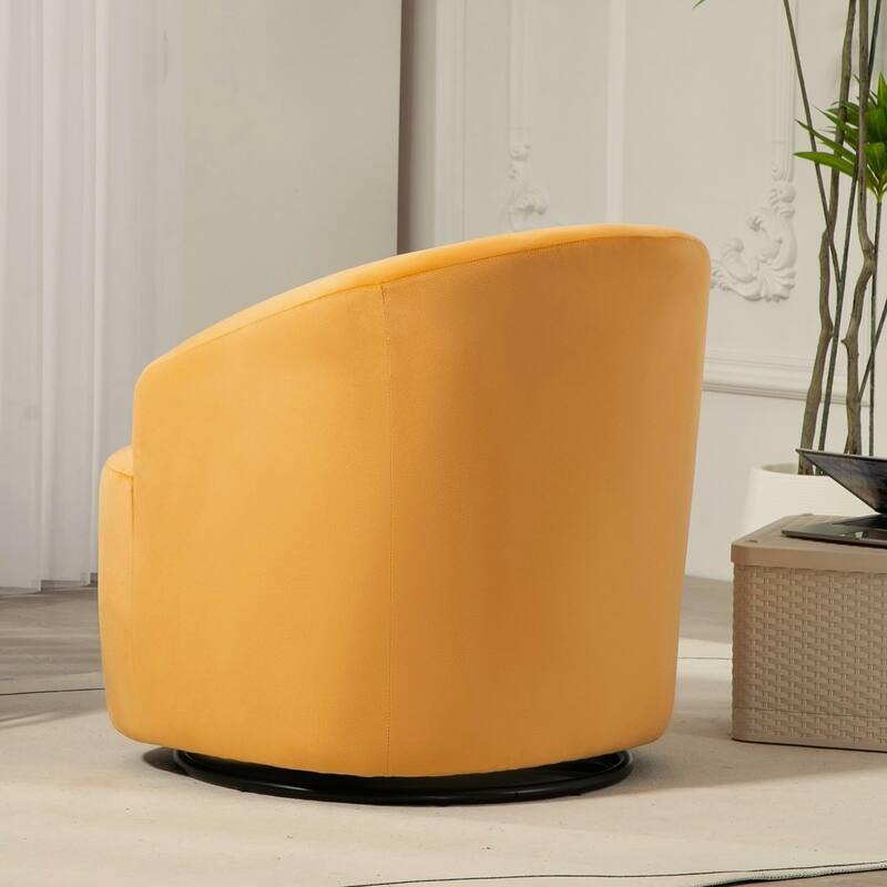 Accent Chair with Barrel-shaped Design and 360 Degree Swivel Feature