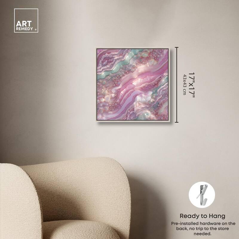 Pink and Mint Crystal I Canvas by Art Remedy