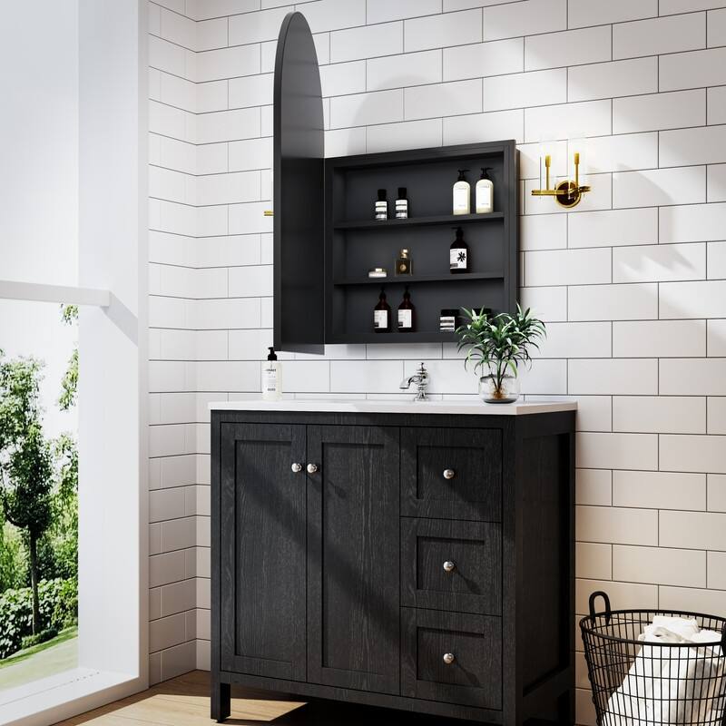 Bathroom Vanity with Top Sink Freestanding Vanity Set with Mirror Cabinet