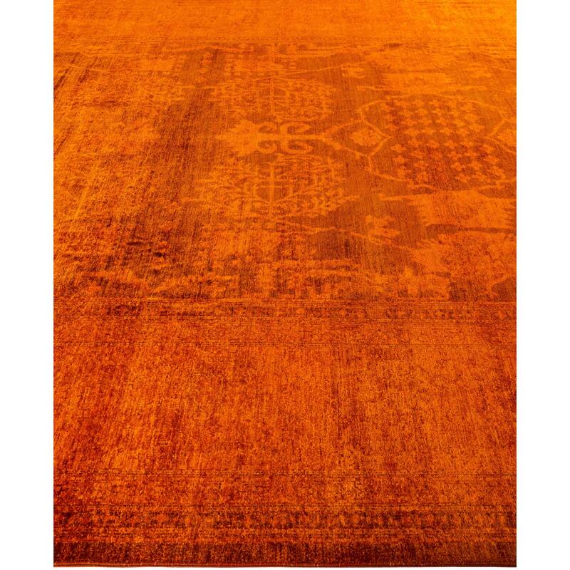 Overdyed One-of-a-Kind Hand-Knotted Area Rug - Orange - 10' 0" x 13' 9"