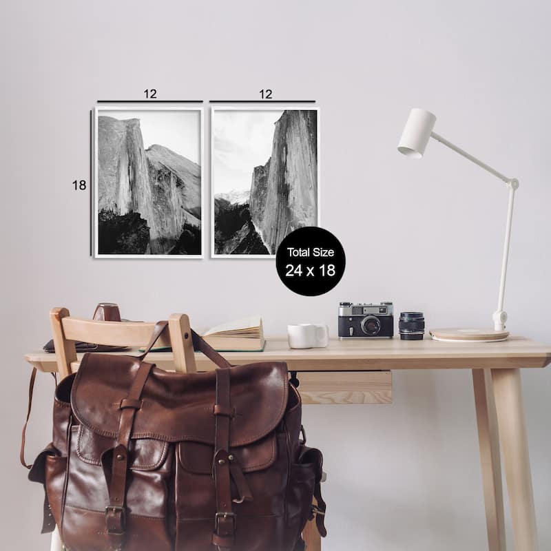 Stupell Monochrome Yosemite Cliffs Framed Giclee Art Design By Gemma Bardot (Set of 2)