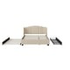 preview thumbnail 6 of 12, Upholstered Platform Bed w/ Wingback Headboard, 1 Twin Trundle & 2 Drawers, Linen Fabric, Queen Size, Beige