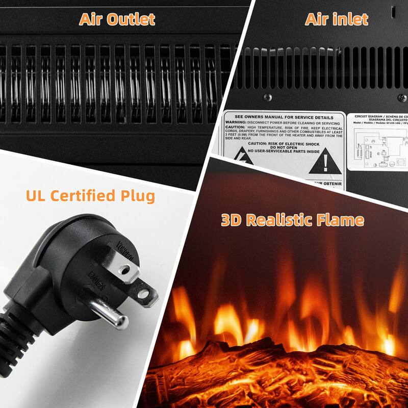 Gymax 18'' Electric Fireplace Inserts & Freestanding Adjustable Heater