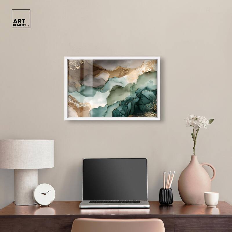 Golden Estuary I Shadowbox by Art Remedy