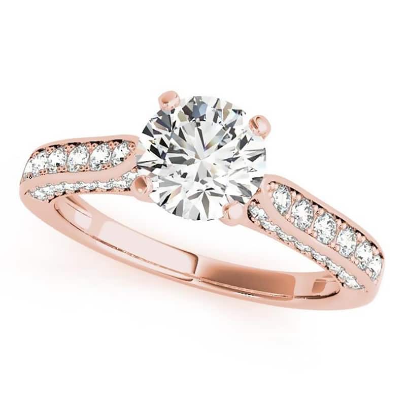 Auriya Classic 1/2ct Round Moissanite and 1/2ctw Diamond Engagement Ring 14K Gold - 8.5 - Rose