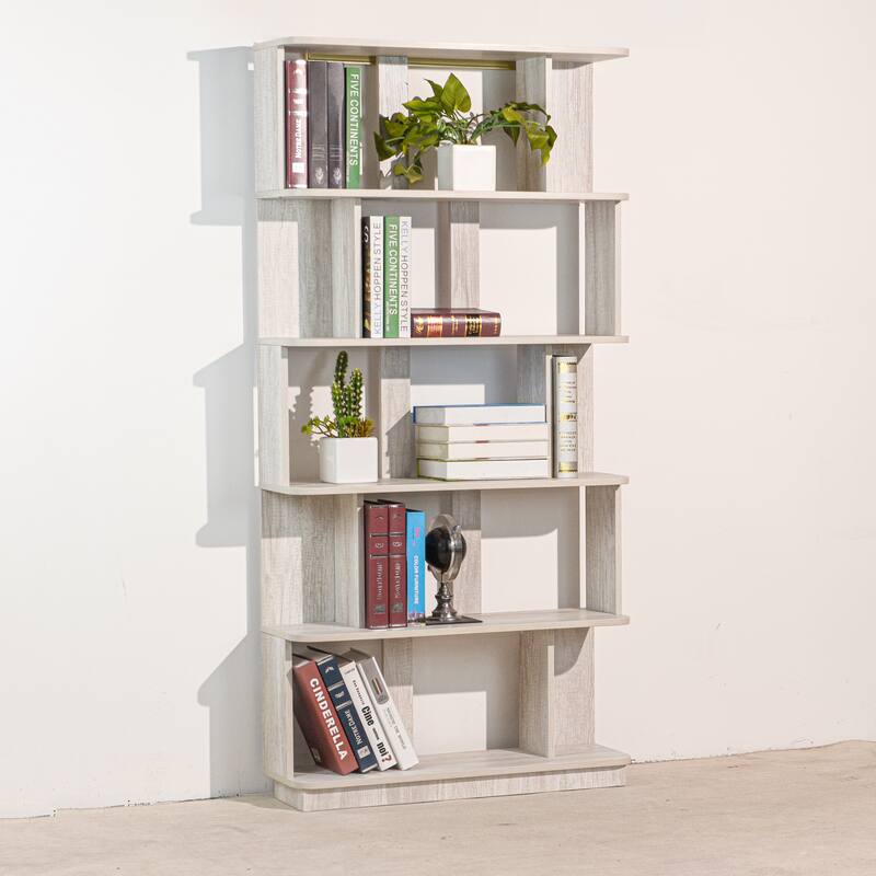 31.5"L X 64.56"H Free Combination Bookshelf Modern 5-Tier Open Storage Bookcase Mdf Wood Display Shelving, Media Storage Shelves