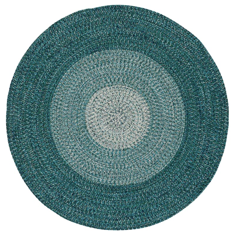SAFAVIEH Handmade Braided Aubane Casual Rug - 5' x 8' Oval - Ivory/Turquoise