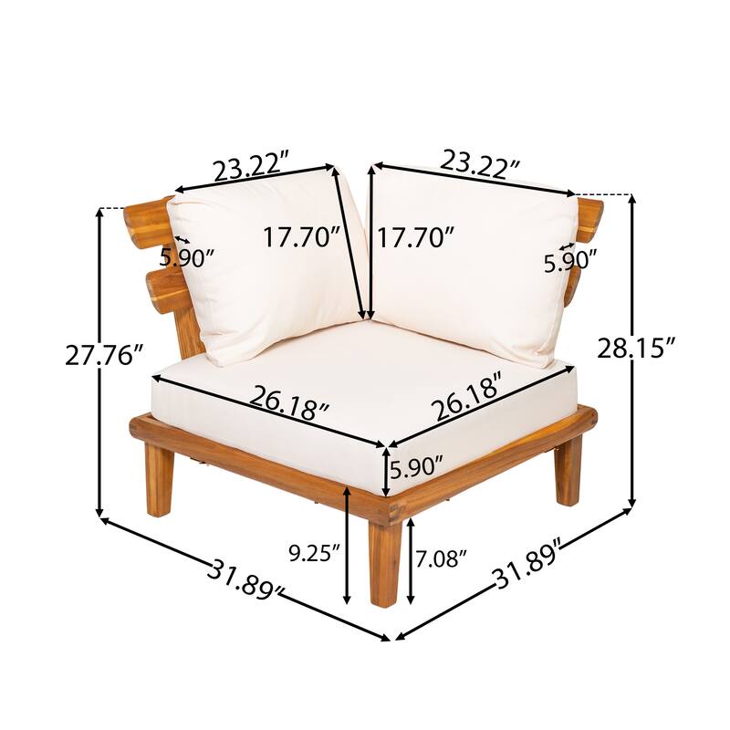 Christopher Knight Home - Laguna Outdoor Solid Acacia Wood 5-Piece Modular Sectional Sofa Set with Coffee Table and Cushions