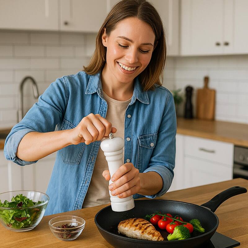 Creative Home Natural White Marble Pepper Spice Grinder