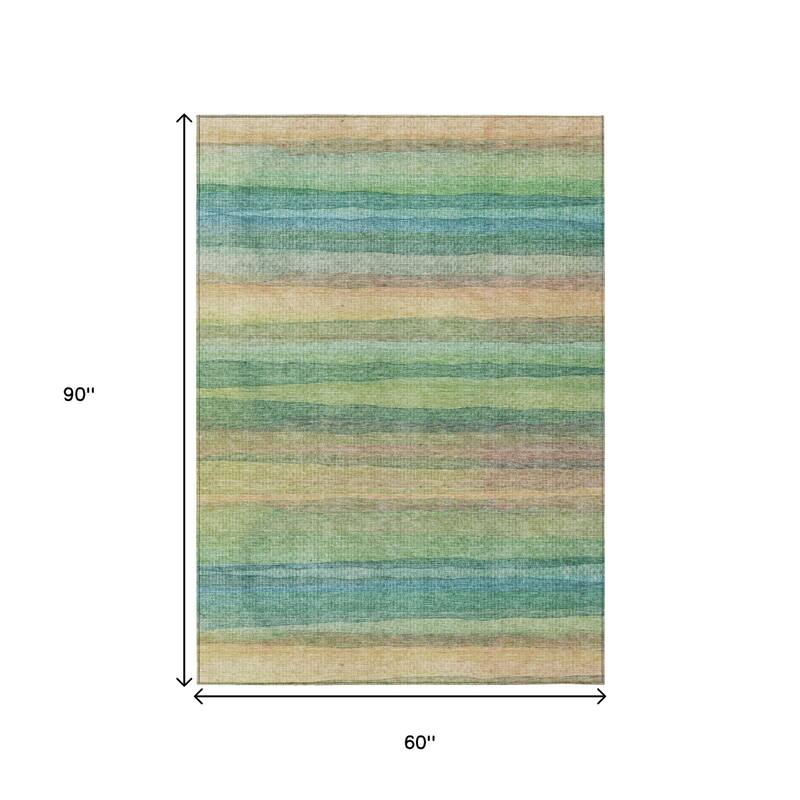 HomeRoots Striped Transitional Rectangle Outdoor Rug