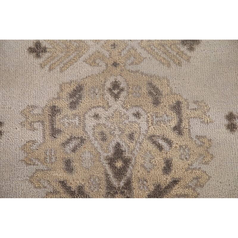 Geometric Oushak Oriental Area Rug Handmade Wool Carpet - 8'10"x 11'11"