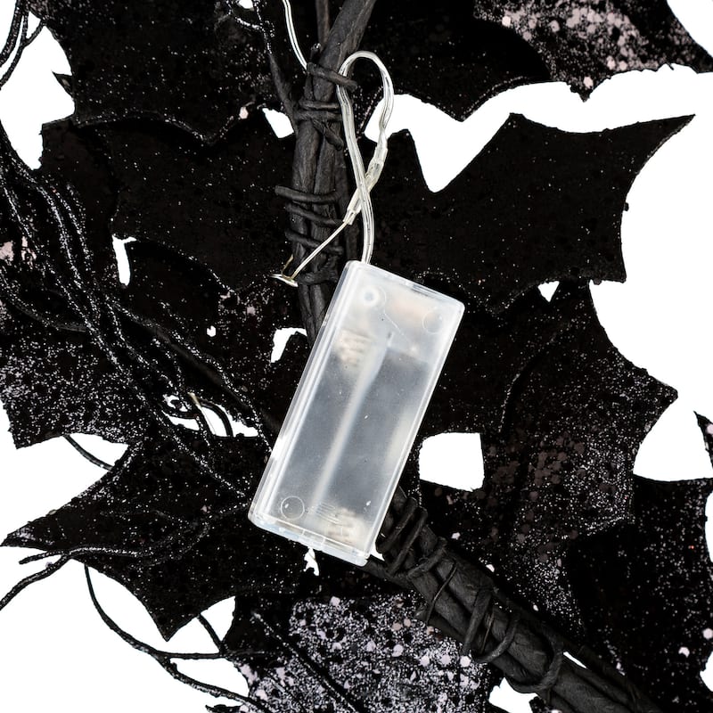 Glitzhome 26"D Pre-li LED Halloween Bat Wreath