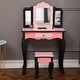 preview thumbnail 1 of 6, Three-Fold Mirror Single Drawer Kids Dresser Red Leopard Print Pink