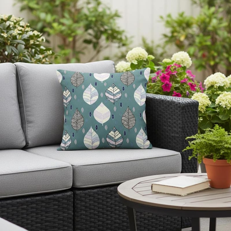 HomeRoots Set of Two 16" X 16" Green and Yellow Blown Seam Botanical Indoor Outdoor Throw Pillow - 16.00' X '16.00' X '5.00 - Green/Yellow - 16.00' X '16.00' X '5.00