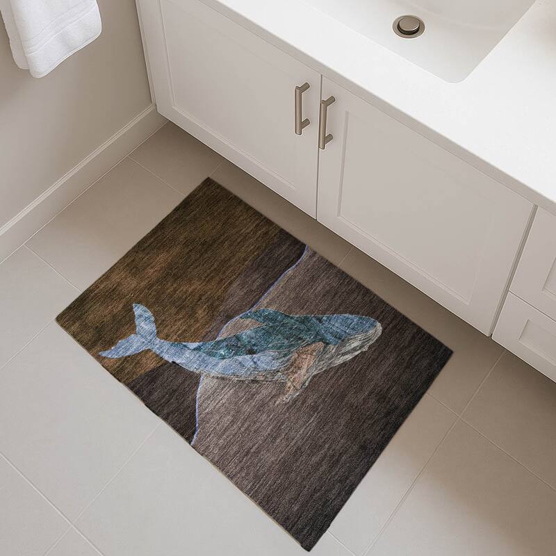 Premium Washable Super Soft Modern Whale Mayfield Rug - Brown - 1'8" x 2'6"