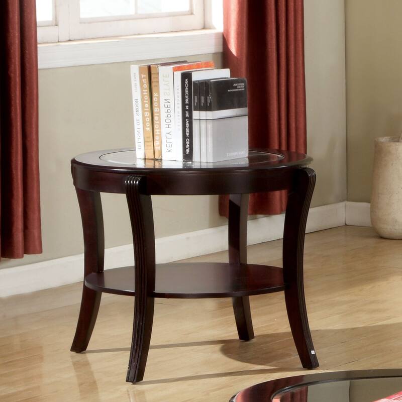 Orim Contemporary Espresso Oval Wood Open-Shelf Side Table by Furniture of America - Espresso