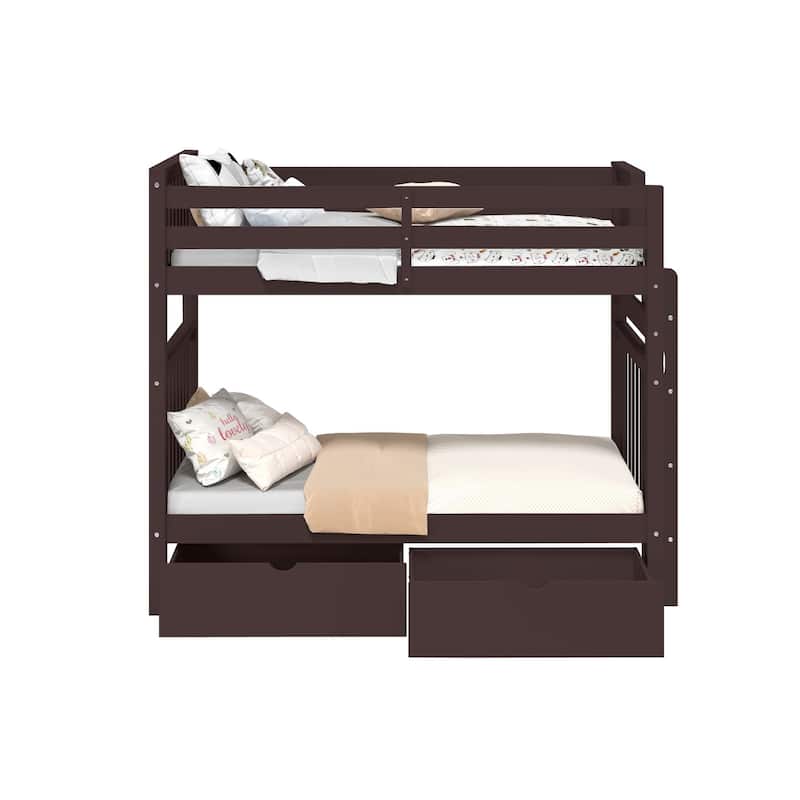 Taylor & Olive Trillium Tall Twin over Twin Bunk Bed, 2 Drawers
