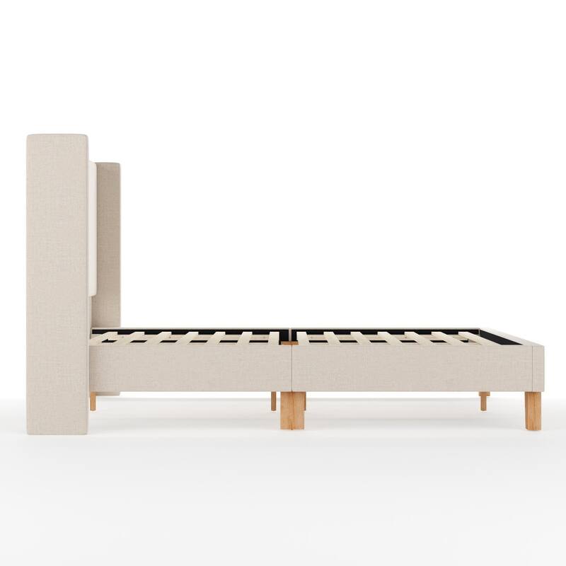 Martha Stewart Upholstered Platform Bed with Wingback Headboard