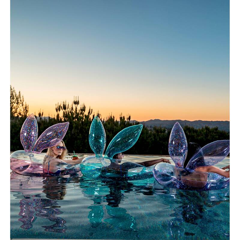 POZA Inflatable Pool Float Chair Filled with Sparkle Confetti - Purple - 48″Lx38″Wx28″H