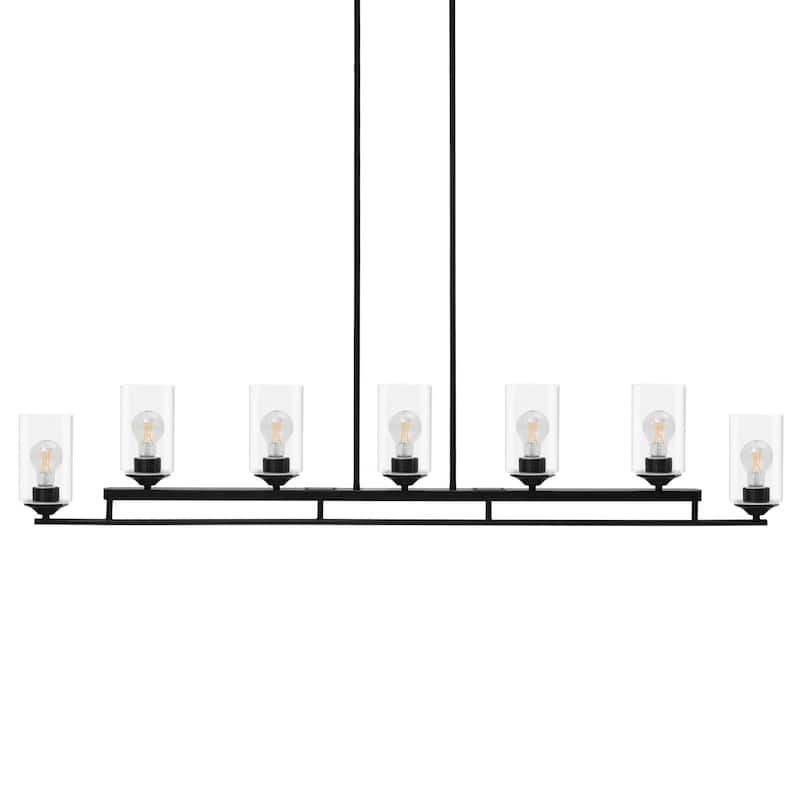 Modern Farmhouse 7-Light Chandelier 53 IN Black Island Light for Kitchen Island - 53.1" W x 3.9" D x 10.4" H