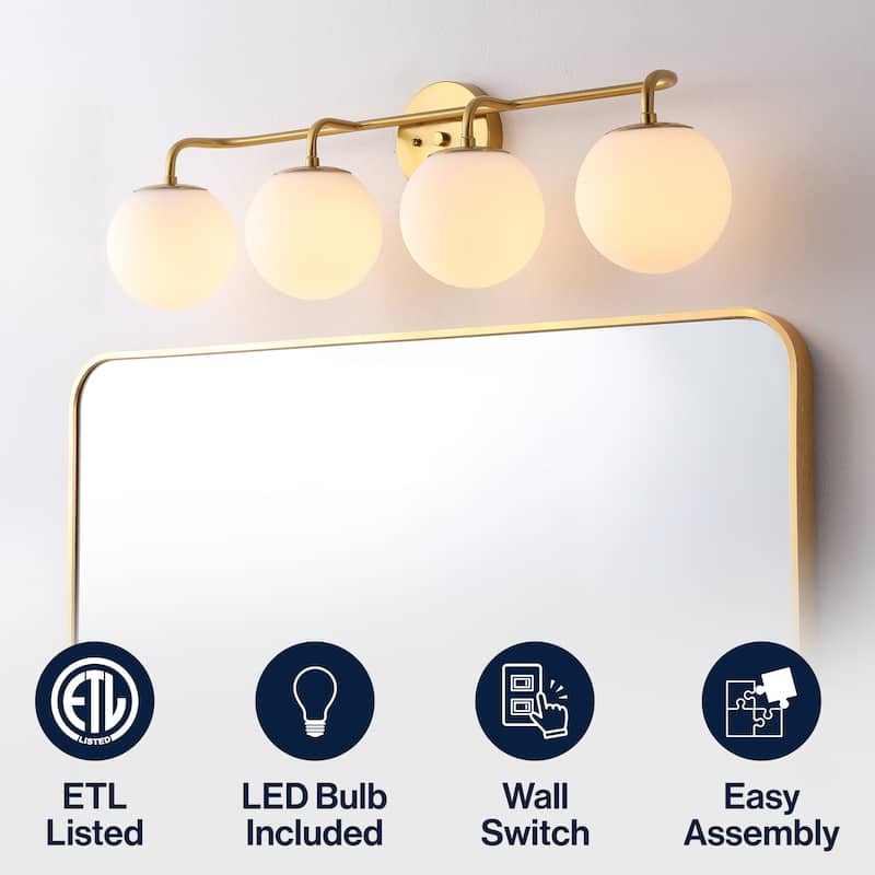 Globe Metal/Frosted Glass Modern LED Vanity, by JONATHAN Y