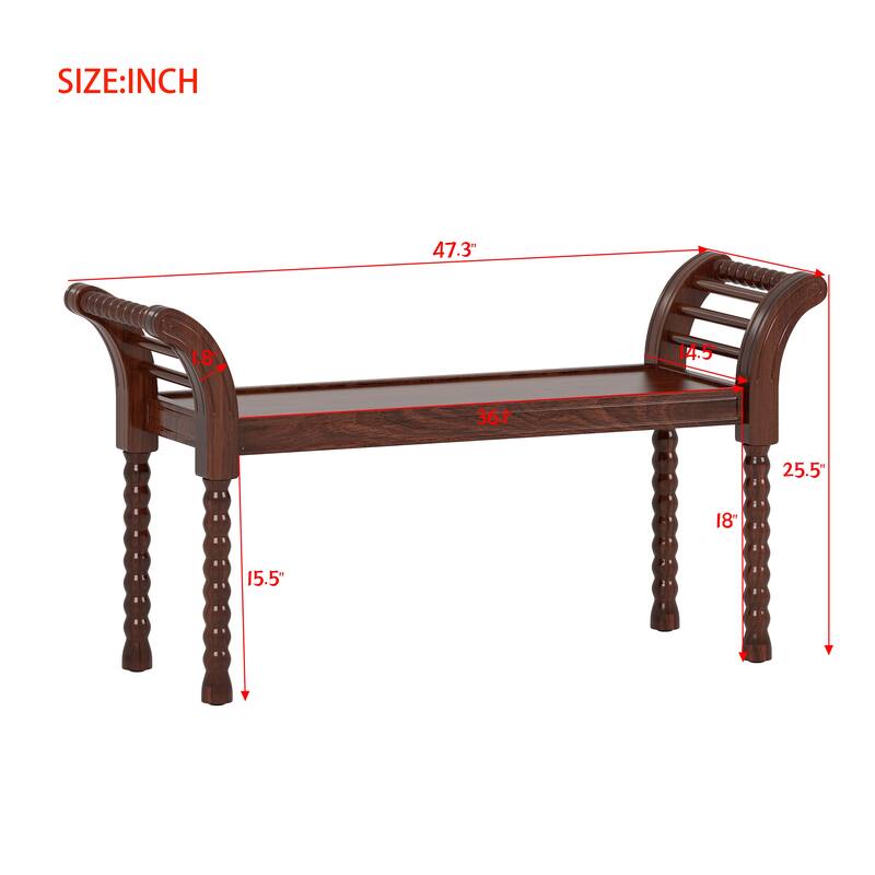 Elegant Retro Style Bench with Turned Legs